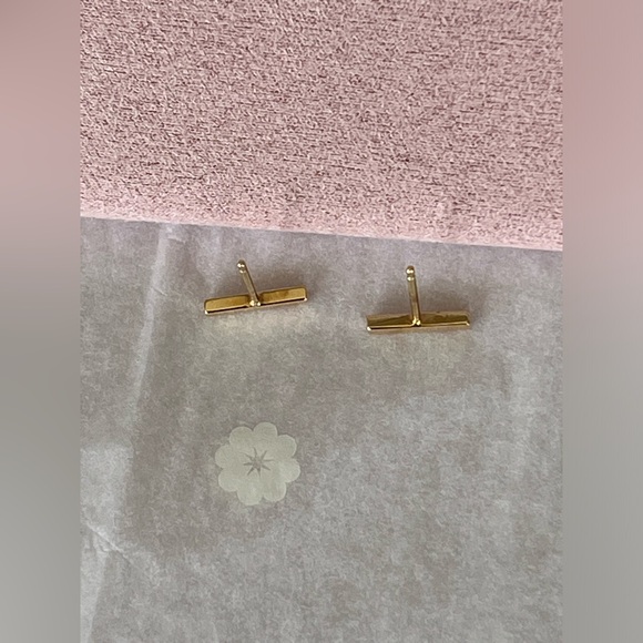 Zoe Chicco 14k yellow gold and single diamond bar studs earrings pair - Picture 14 of 16